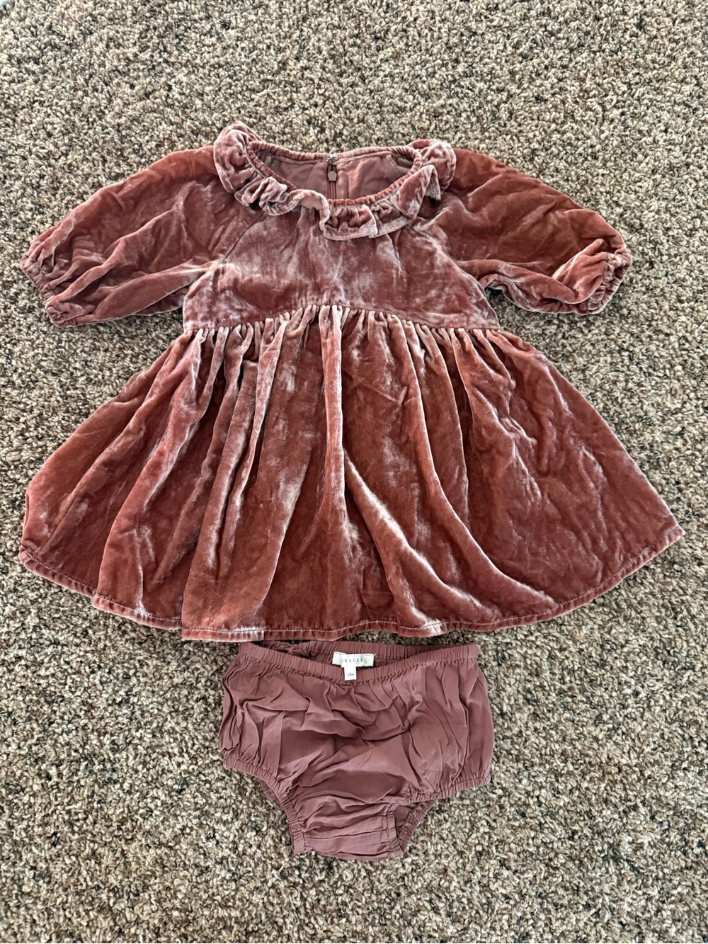 Noralee Velvet Ruffle Baby Dress with Bloomers - Size 18mos.
